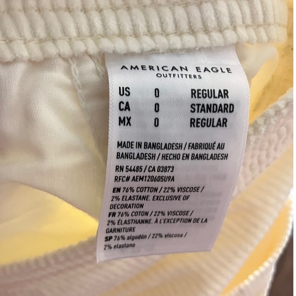 American Eagle Outfitters Cream Corduroy Baggy Wide Leg Cargo Pants Sz 0 Stretch - Picture 8 of 9